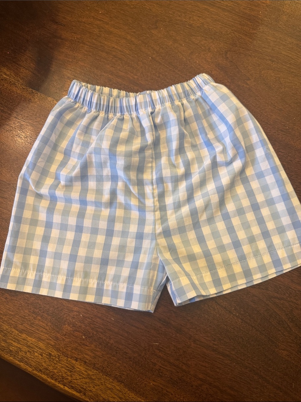 Light Blue Gingham Flat-Front Men’s Shorts